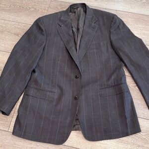 Canali Sport Coat Mens 38R Grey Silk Wool‎ Blend Micro Check Blazer Italy